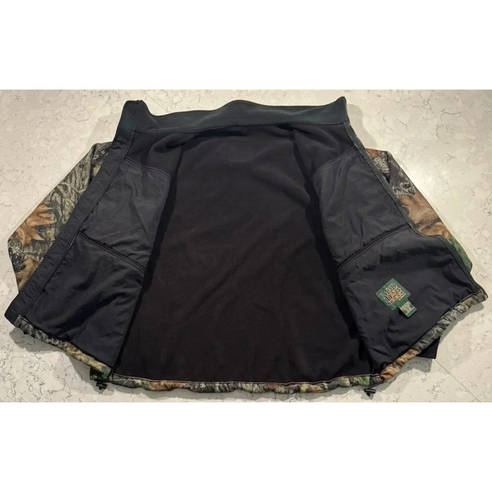 Mad Dog Gear Mens 2XL Camo Full Zip Fleece Hunting Jacket Vintage 90s H237